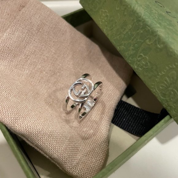 Gucci Interlocking Wide Open Band Ring Authentic NEW Sterling - Picture 7 of 9